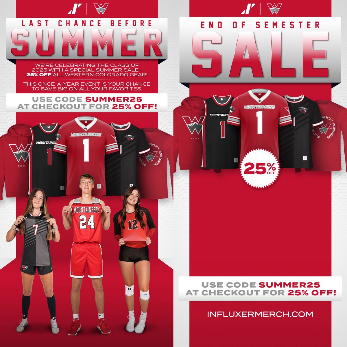 Shop Mountaineers NIL Merch – Limited Time Discount! Influxer is offering 25% off all Mountaineers NIL merchandise now through May 31st! 

➡ Shop the collection now at: influxermerch.com/colleges/weste…

Use Code SUMMER25 at checkout

Thank you for supporting Mountaineers student-athlete!