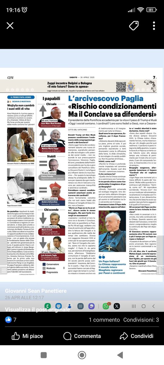 Qualche giorno fa <a href="/qnazionale/">Quotidiano Nazionale</a> ma sempre attuale <a href="/panettiereg25/">Giovanni Panettiere</a> <a href="/monspaglia/">vincenzo paglia</a> <a href="/PontAcadLife/">Pontifical Academy Life</a>