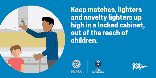 NAofSFM's tweet image. Check under beds and in closets for burned matches, evidence your child might be
playing with fire. #FirePrevention #FireSafetyTips #BeSafe #KidsFireSafety #aaw