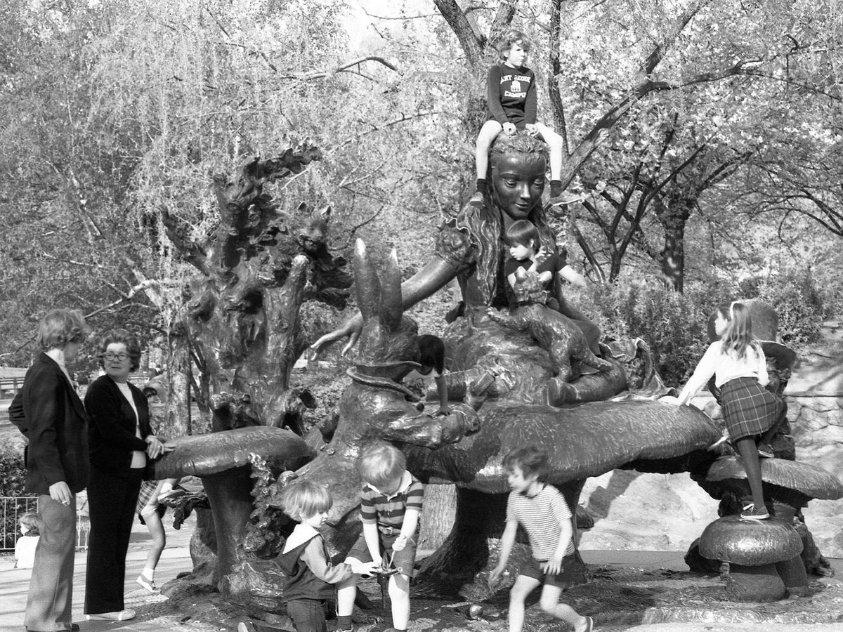 Happy birthday to Alice &amp; friends! 🫖 🍄 🐇 Central Park’s Alice in Wonderland statue was unveiled #OnThisDay in 1959. This beloved statue was donated as a gift to the children of New York City by philanthropist and publisher George Delacorte, in honor of his late wife Margarita.