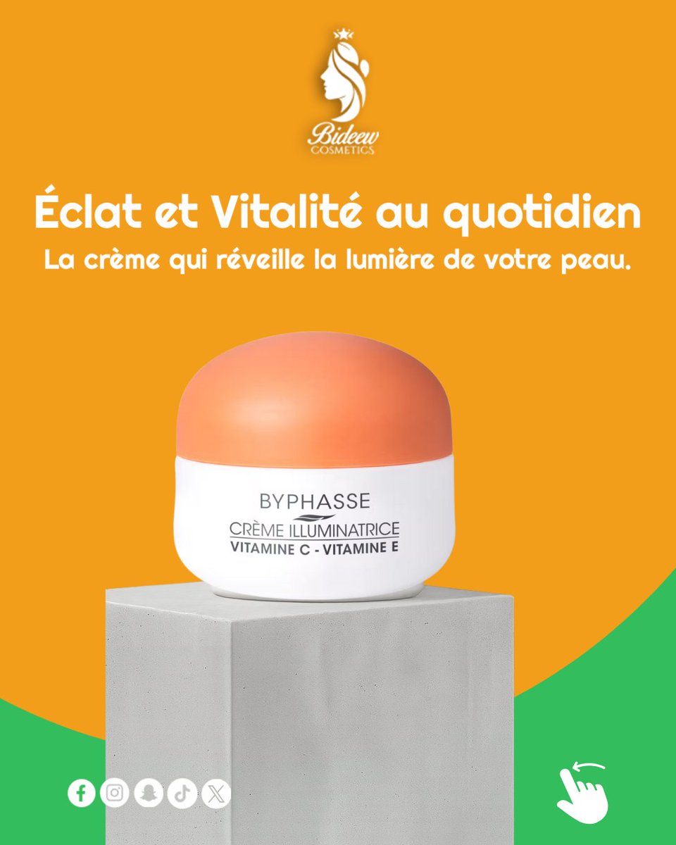 BideewC's tweet photo. ✨ Tu cherches une peau éclatante et bien hydratée ?
Découvre pourquoi la crème illuminatrice Byphasse à la vitamine C &amp; E est en train de devenir un indispensable skincare.

👉 Swipe pour tout savoir avant de passer ta commande.
📩 Disponible  au +221 77 779 83 74 https://t.co/oWRmug2HDV