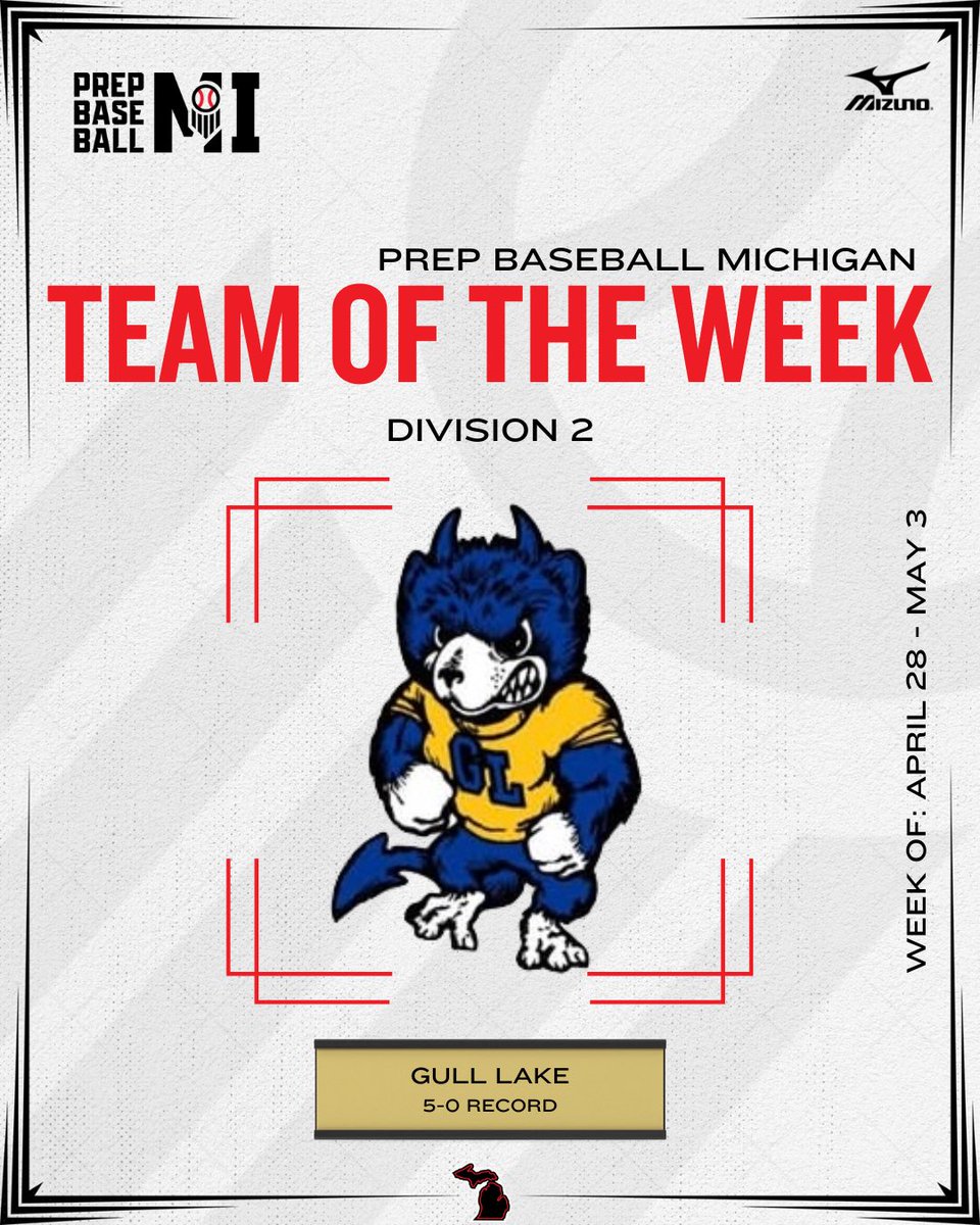 PrepBaseballMI's tweet photo. 𝐓𝐞𝐚𝐦𝐬 𝐨𝐟 𝐭𝐡𝐞 𝐖𝐞𝐞𝐤

𝐃𝟏: @DakotaBaseball 
Statement week for the Cougars who swept Stevenson in a MAC Red showdown and beat Brother Rice

𝐃𝟐: @BaseballGL25 
5-0 on the week, have won 16 straight following a 1-3 start to the spring. Swept Mattawan last week and also have a win over Hudsonville

𝐃𝟑: Kalamazoo Christian
5-1 week moved the Comets to 17-3 on the year. The 3 losses have been against D2 teams

𝐃𝟒: Rogers City
The Hurons have quietly won 10 straight in Northern Michigan. 15-4 on the year with all 4 losses against teams with more than double the enrollment