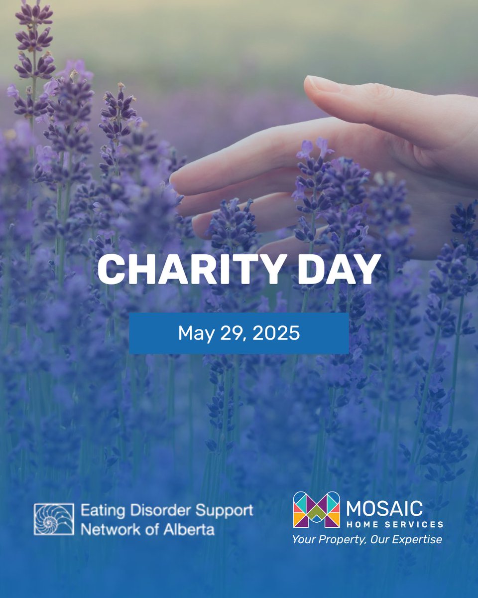 GetMosaicYeg's tweet image. Mosaic Home Services is proud to support the Eating Disorder Support Network of Alberta (EDSNA).🧡
At the end of May 29, 2025, on our Charity Day, 5% of all sales and approved quotes from any of our brands will go directly to EDSNA