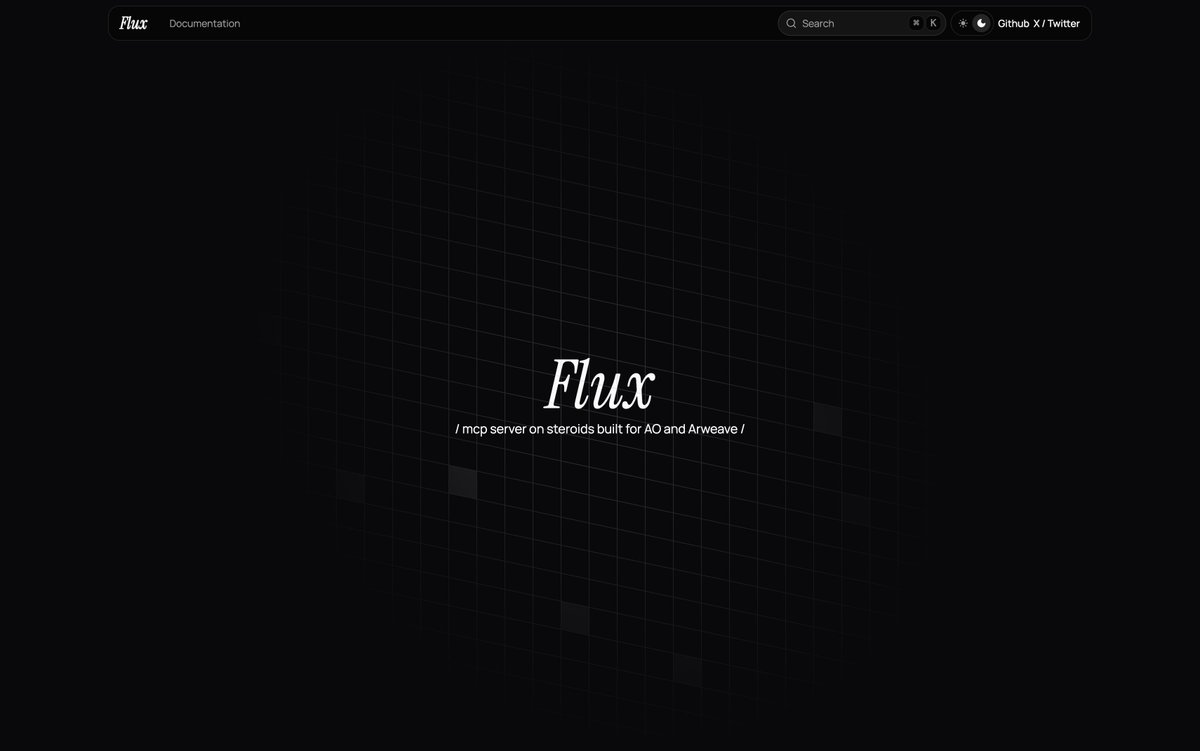 Flux_AO's tweet photo. flux's site and docs are now live on our own ArNS depployed through @arlinklabs , thanks to @ar_io_network for giving us our own ArNS for free - ar://useflux 🥳 https://t.co/0zBpoUFvMt