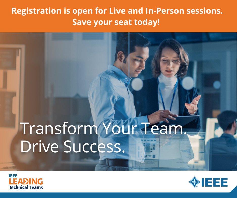 Boost your leadership with IEEE Leading Technical Teams! Join our next virtual session 23-24 July to enhance collaboration, innovation, and communication. Special discounts are available for IEEE Members! bit.ly/3RLWYzI