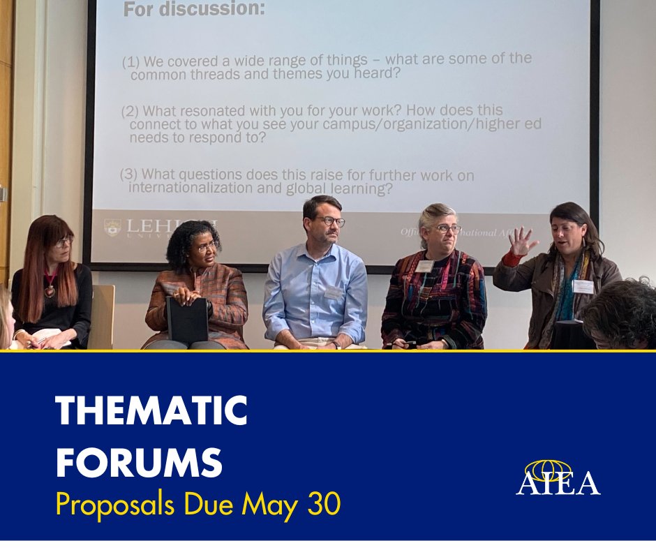 Host a Thematic Forum and ring global thought leaders together for deep dialogue, meaningful exchange, and real-world impact.

Explore critical issues, build collaboration and spotlight your institution’s leadership. Submit proposals by 5/30

aieaworld.org/thematic-forum…