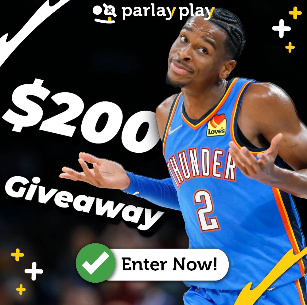 parlay_play's tweet image. 🚨 NBA Playoff Giveaway 🚨

If SGA goes for 30+ points, we’re giving away Ten $20 Free Entries 💸

To Enter:
1️⃣ Like &amp;amp; Repost
2️⃣ Comment your ParlayPlay username
3️⃣ Follow @parlay_play
 ⭐️ Bonus for dropping your ParlayPay slip for tonight