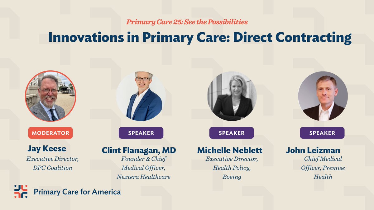 Primary Care for America (@pc4america) on Twitter photo At #PrimaryCare25, leaders from <a href="/NexteraDPC/">Nextera Healthcare</a>, <a href="/Boeing/">The Boeing Company</a> and <a href="/PremiseHealth/">Premise Health</a> kick off our panel sessions on innovations in primary care. First up on the afternoon's agenda: Direct contracting. Follow along at the link below. youtube.com/live/wKcc5GGsO… At #PrimaryCare25, leaders from <a href="/NexteraDPC/">Nextera Healthcare</a>, <a href="/Boeing/">The Boeing Company</a> and <a href="/PremiseHealth/">Premise Health</a> kick off our panel sessions on innovations in primary care. First up on the afternoon's agenda: Direct contracting. Follow along at the link below. youtube.com/live/wKcc5GGsO…