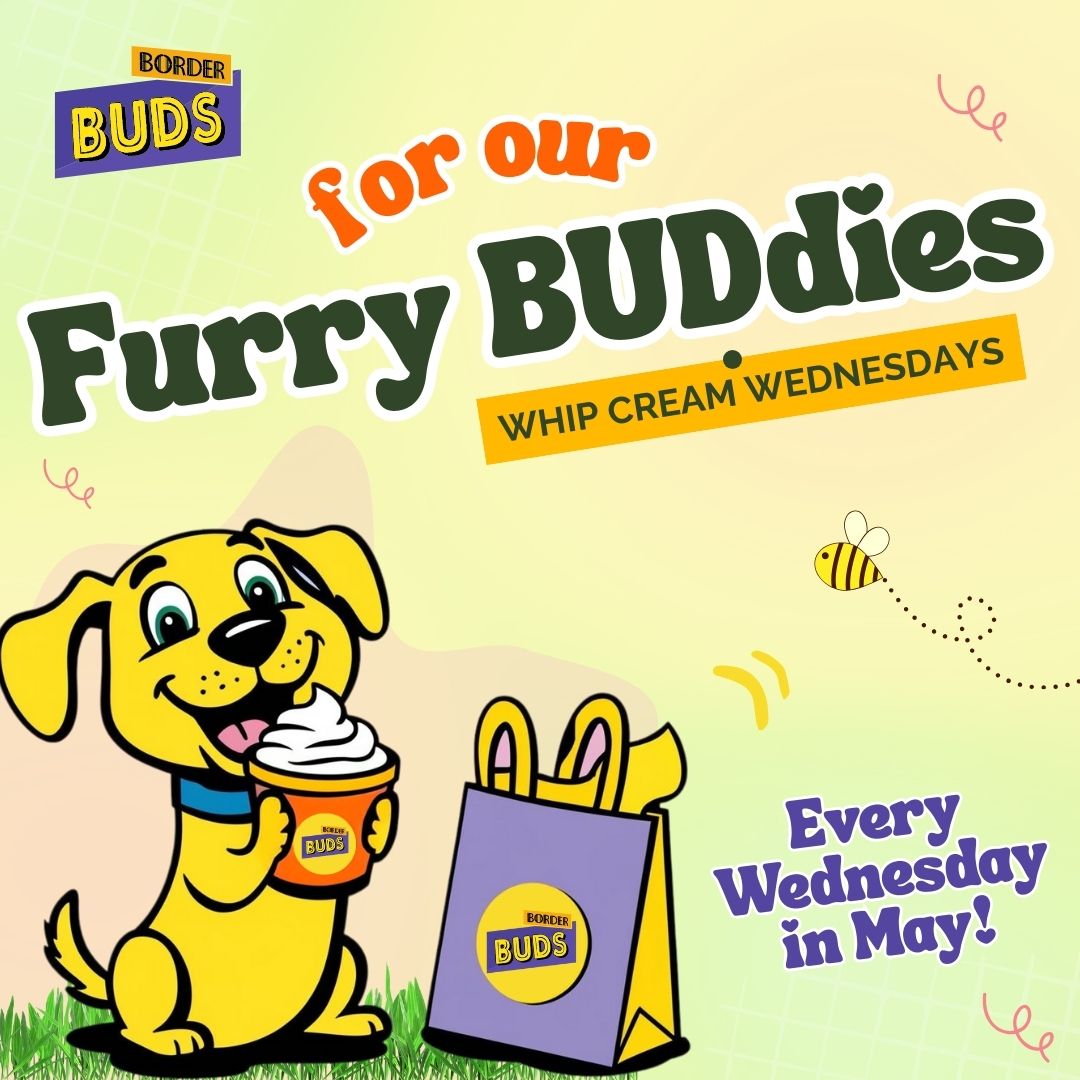 borderbudsmi's tweet photo. 🐾 Whip Cream Wednesdays are back! 
 Every Wednesday in May, roll up curbside with your pup and get a FREE pup cup + treat with your order! 
BRING YOUR DOG FOR A CAR RIDE TO PICK UP A CURBSIDE ORDER 
 AND RECEIVE A COMPLIMENTARY PUP CUP! 

Dogs love Border Buds too. 💚 https://t.co/PpVaBc2fnM
