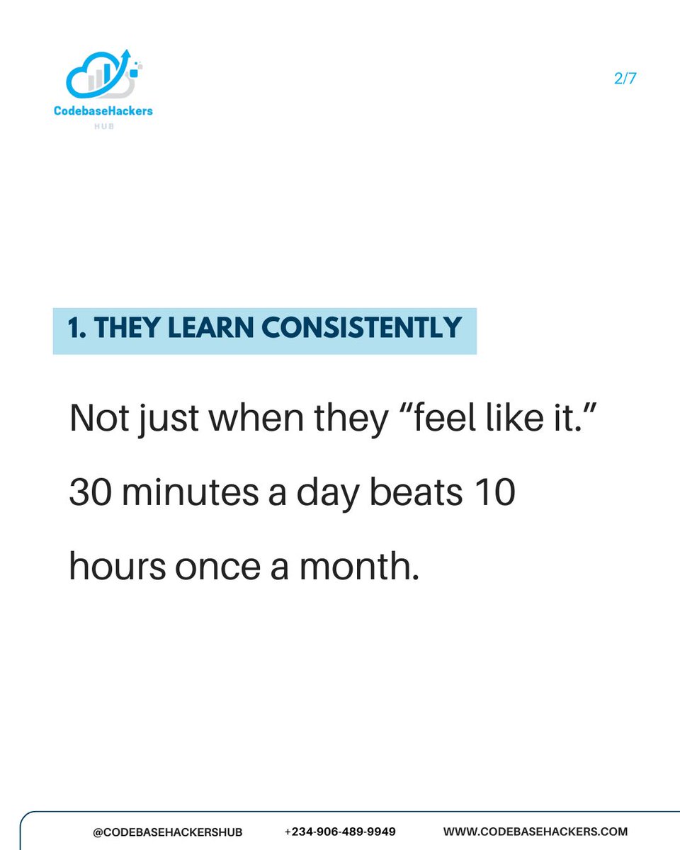 Codebasehackers's tweet image. These 5 habits are the secret to success for tech pros. 

They will set you apart in the tech world. From consistent learning to embracing breaks, these are the practices that fuel growth and prevent burnout.