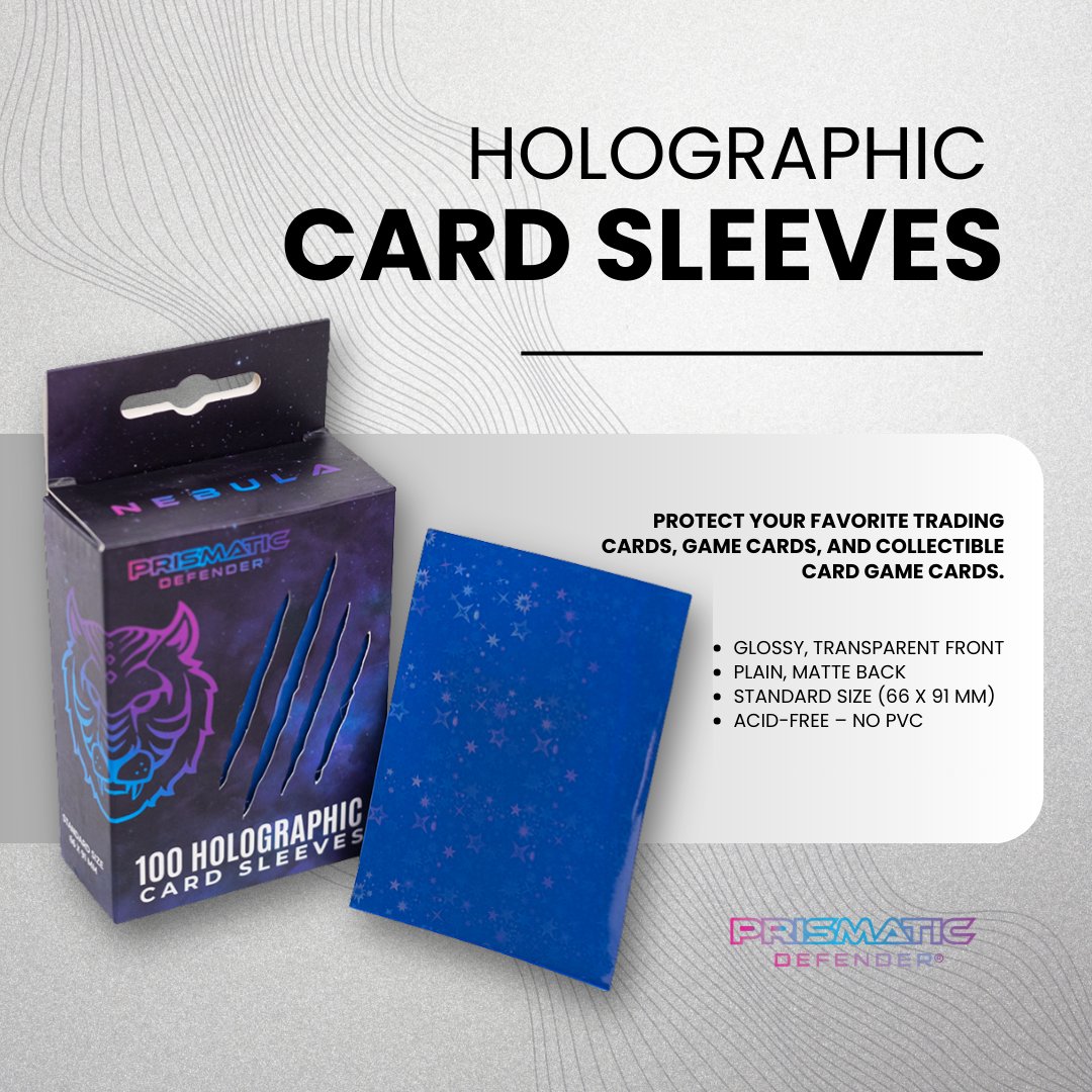 Protect your cards. Flaunt your style. Upgrade your TCG setup with Prismatic Defender Holographic Card Sleeves where stunning design meets top-tier protection. Perfect for Magic: The Gathering, Pokmon, Digimon Protect your cards. Flaunt your style. Upgrade your TCG setup with Prismatic Defender Holographic Card Sleeves where stunning design meets top-tier protection. Perfect for Magic: The Gathering, Pokmon, Digimon