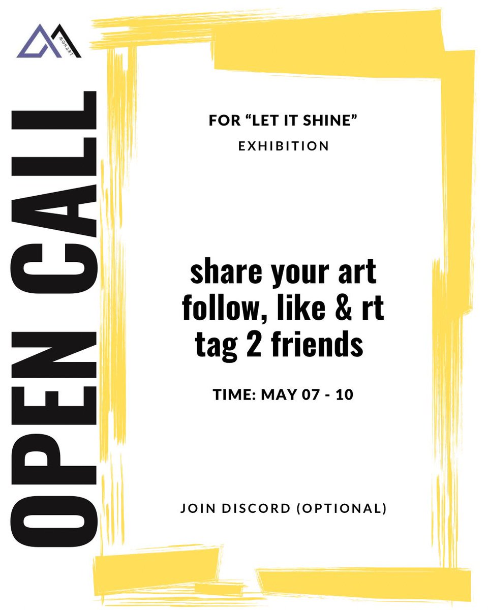 🚨OPEN CALL🚨

➡️ May 07 - 10
We’re looking for artists for next exhibition: “ LET IT SHINE”

‼️RULES:
➡️ follow, like, rt
➡️ share your art
➡️ tag 2 friends

➡️ join discord ( optional - link in bio)

In the meantime enjoy last days of “Beyond the mirror” exhibition ➡️ link in