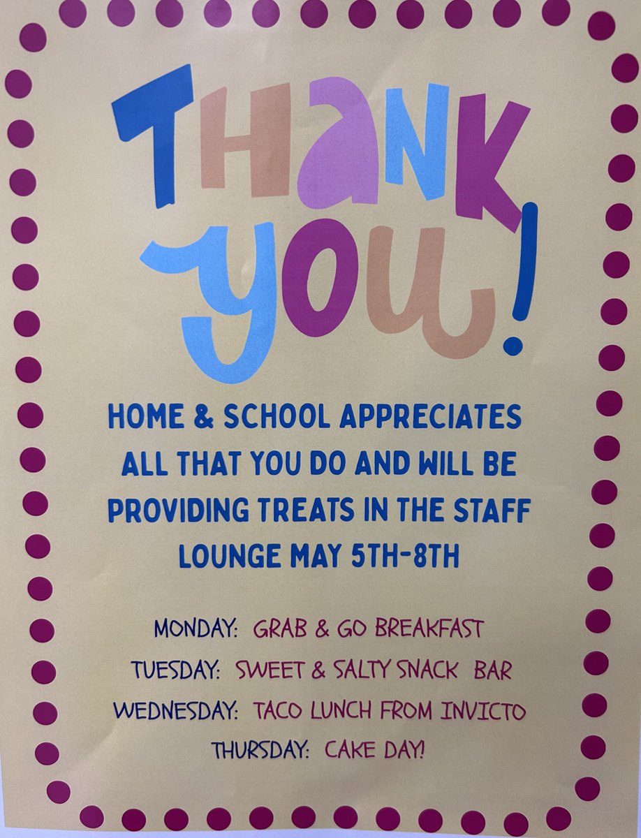 All week our Home &amp; School has been showing their appreciation for our amazing staff with snacks, breakfast, and now a delicious lunch from Envicto!  Thanks so much for making this an amazing week!! #elevate203