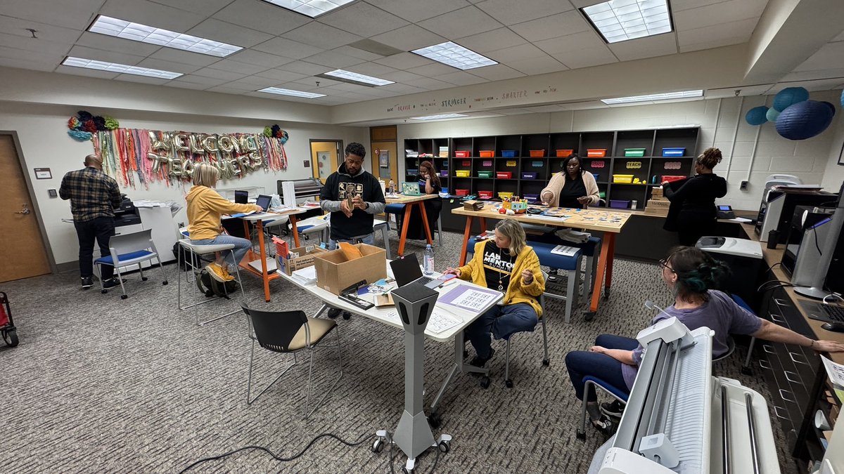 THIS is what teamwork looks like! We have a team here at the Central Office and another at the Instructional Service Center getting ready for tonight's 2nd Annual Student Film Festival!  So grateful for this team who continues to go above and beyond for our teachers and students!