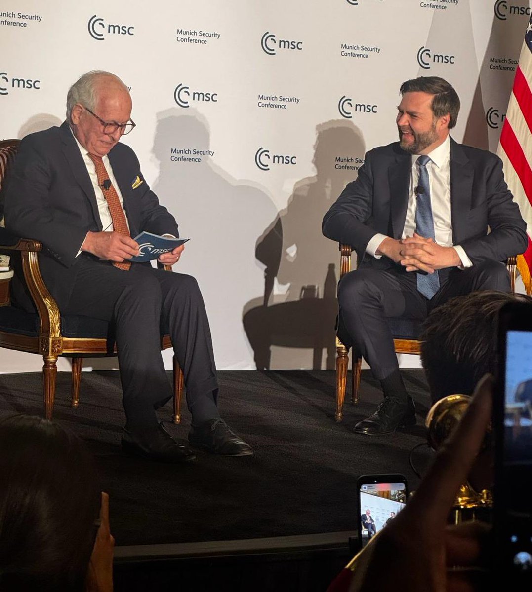 GLandsbergis's tweet image. I had ringside seats for US Vice President @JDVance’s speech this morning in Washington. Like most people in the room I was prepared to be hit with another lecture, to see the fractures in the transatlantic relationship deepen before my eyes. But we were surprised, positively.…