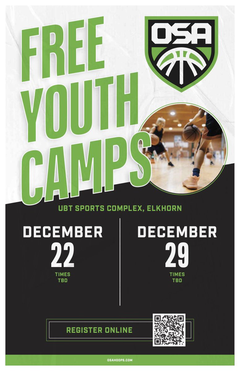 Omaha Sports Academy (@o_sports_acad) on Twitter photo CALLING ALL PRE-K THROUGH 2ND GRADE HOOPERS ‼️
OSA is excited to host 11 FREE CAMPS in the next few months! These camps, led by OSA Full-Time staff, will teach fundamentals, hold competitions, and teach the FUN of basketball!
Email justin@osahoops.com with questions! #OSAHoops CALLING ALL PRE-K THROUGH 2ND GRADE HOOPERS ‼️
OSA is excited to host 11 FREE CAMPS in the next few months! These camps, led by OSA Full-Time staff, will teach fundamentals, hold competitions, and teach the FUN of basketball!
Email justin@osahoops.com with questions! #OSAHoops