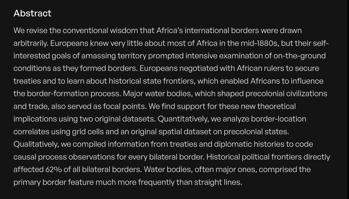 SSRC (@ssrc_org) on Twitter photo In <a href="/apsrjournal/">American Political Science Review</a>, <a href="/jackpaine_prof/">Jack Paine</a>, Xiaoyan Qiu, and <a href="/ricarthuguet/">Joan Ricart-Huguet</a> show that new spatial and historical data call into question the claim that European nations imposed arbitrary and exogenous borders on African states. In <a href="/apsrjournal/">American Political Science Review</a>, <a href="/jackpaine_prof/">Jack Paine</a>, Xiaoyan Qiu, and <a href="/ricarthuguet/">Joan Ricart-Huguet</a> show that new spatial and historical data call into question the claim that European nations imposed arbitrary and exogenous borders on African states.