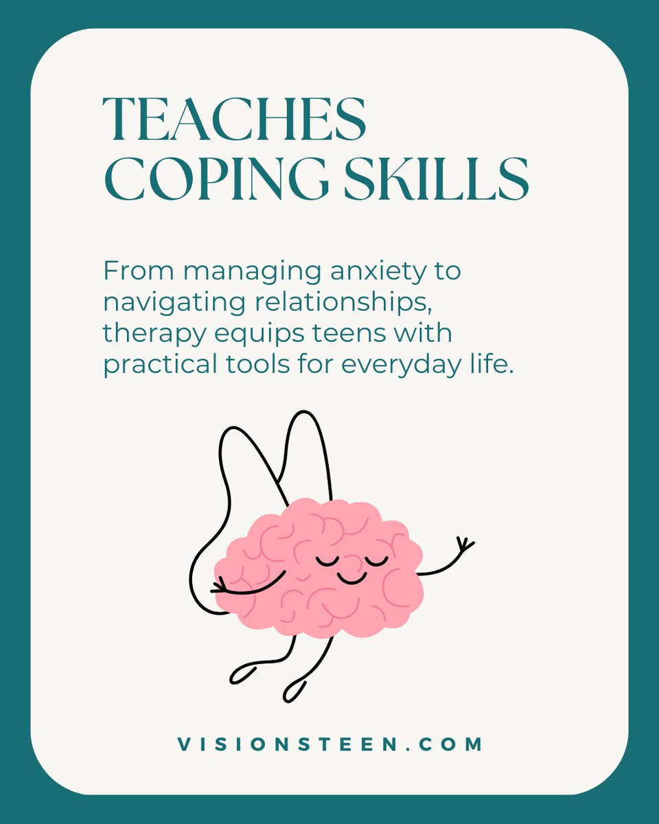 Supporting your teen’s #mentalhealth is one of the most important things you can do.
#Therapy can help them feel stronger, more understood, and more in control of their emotions.
📲 Contact Visions Teen to see how we can support your family: bit.ly/contact-vision…