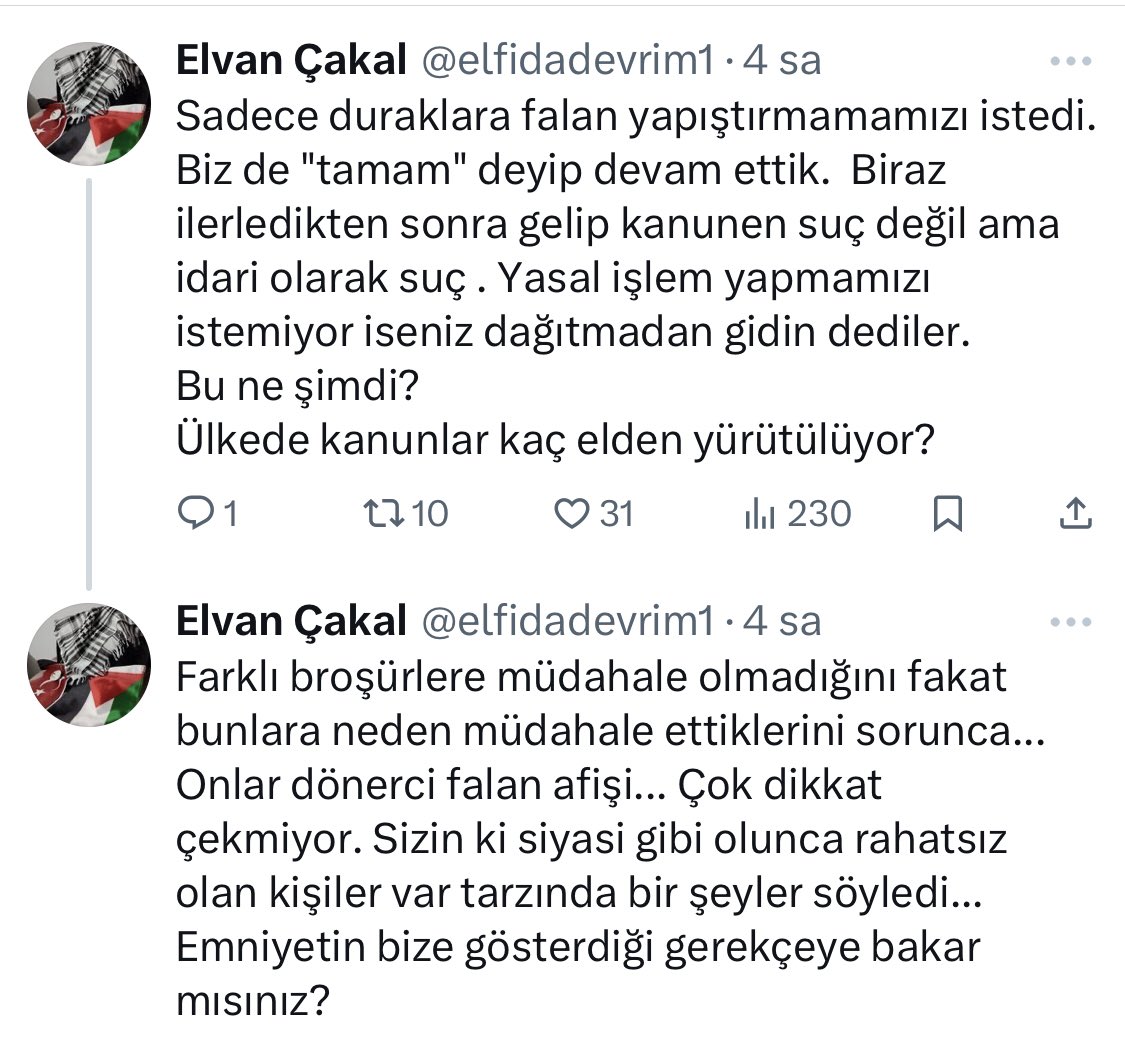 semrakuytul's tweet photo. Bu hafta sonu Erzurum’da bayanlara yönelik konferansımız olacak ancak #ErzurumEmniyeti araya zabıtayı koyarak konferansımızın duyuru çalışmalarını engelliyor!

Engellerken de kadın kadına gerçekleştireceğimiz “İslam Kardeşliğinin Gereklilikleri” konulu konferansımızı siyasi(!) buldukları için rahatsız olan birileri olduğunu söylüyorlar!

El ilanı (broşür) dağıtan bayan arkadaşlarımızı tamamen hukuksuzca zabıtaya(!) götürüp izinsiz duvar afişi yapıştırmış gibi para cezası kesiyorlar.. Duyuru brandalarını da topluyorlar..

İslami bir konferanstan rahatsız olanları ve bu absürt uygulamalarını halkımızın vicdanına havale ediyorum. 

UrfaveAdıyaman Konferansları 
#FurkanKonferansları