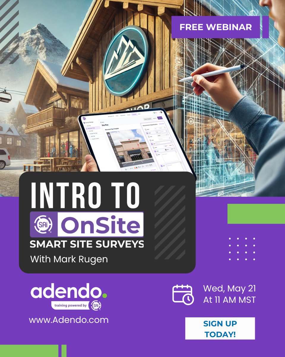 🚨 𝐅𝐫𝐞𝐞 𝐖𝐞𝐛𝐢𝐧𝐚𝐫: 𝐌𝐚𝐲 𝟐𝟏 @ 𝟏𝟏𝐀𝐌 𝐌𝐒𝐓!
Still using paper &amp; spreadsheets for site surveys? Time to upgrade.

Join us + get 5 FREE surveys just for attending!

👉 Register: bit.ly/3GWkdEY

#SignShops #SAiOnSite #Webinar #Signs #SiteSurvey