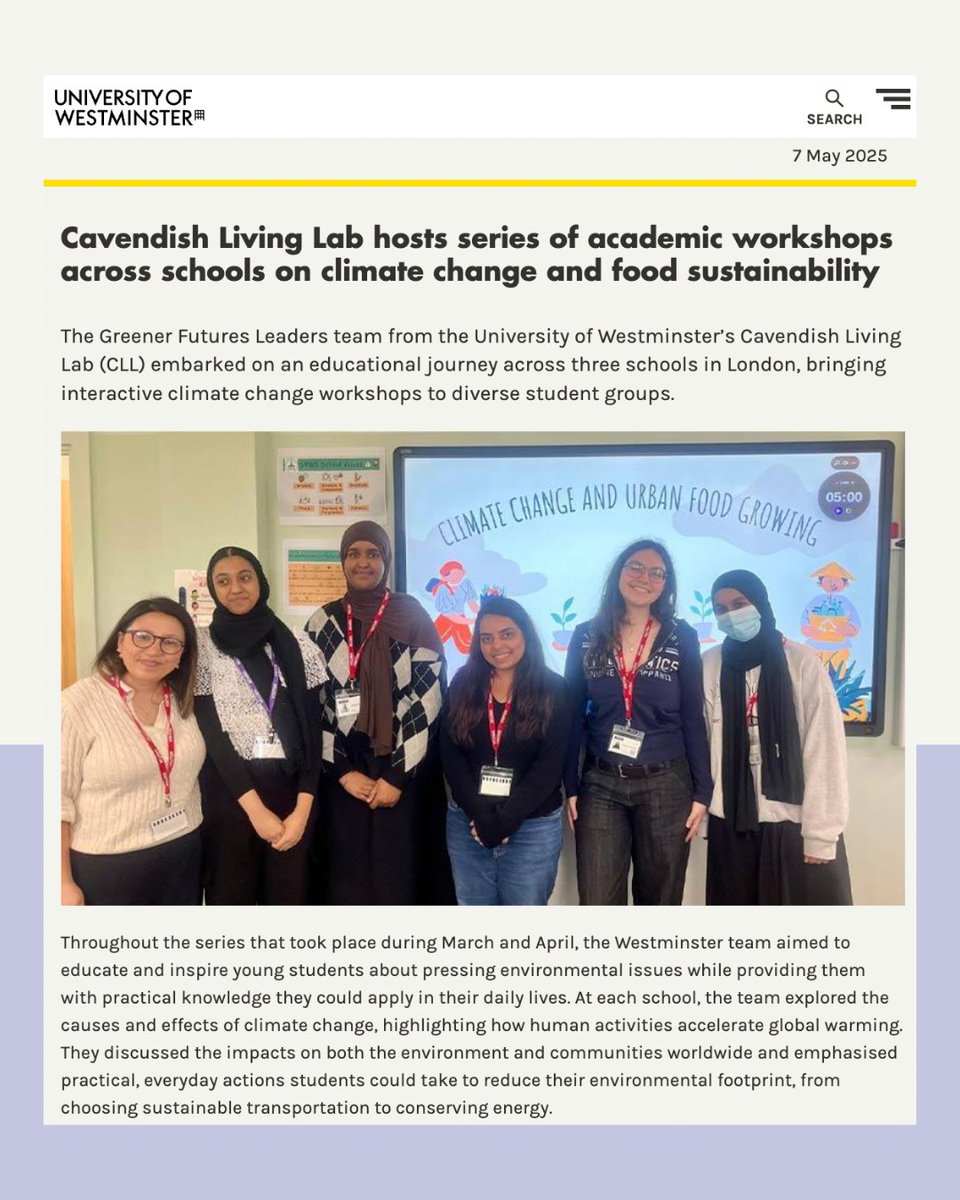 🌿 Over 100 students. 3 London schools. 1 mission: a greener future.

From food miles to hydroponics, our Cavendish Living Lab team turned climate education into hands-on exploration 🌍✨ Let’s raise climate-smart kids together.

🔗 Learn more: tinyurl.com/knvj2xaa