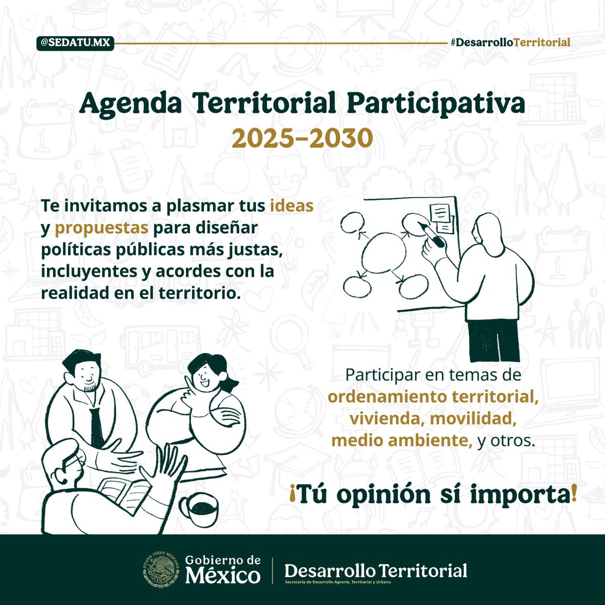 ¡Queremos escucharte!

Construyamos juntas y juntos la Agenda Territorial Participativa 2025 - 2030

Ingresa al link ⬇️
sistemas.sedatu.gob.mx/participa/