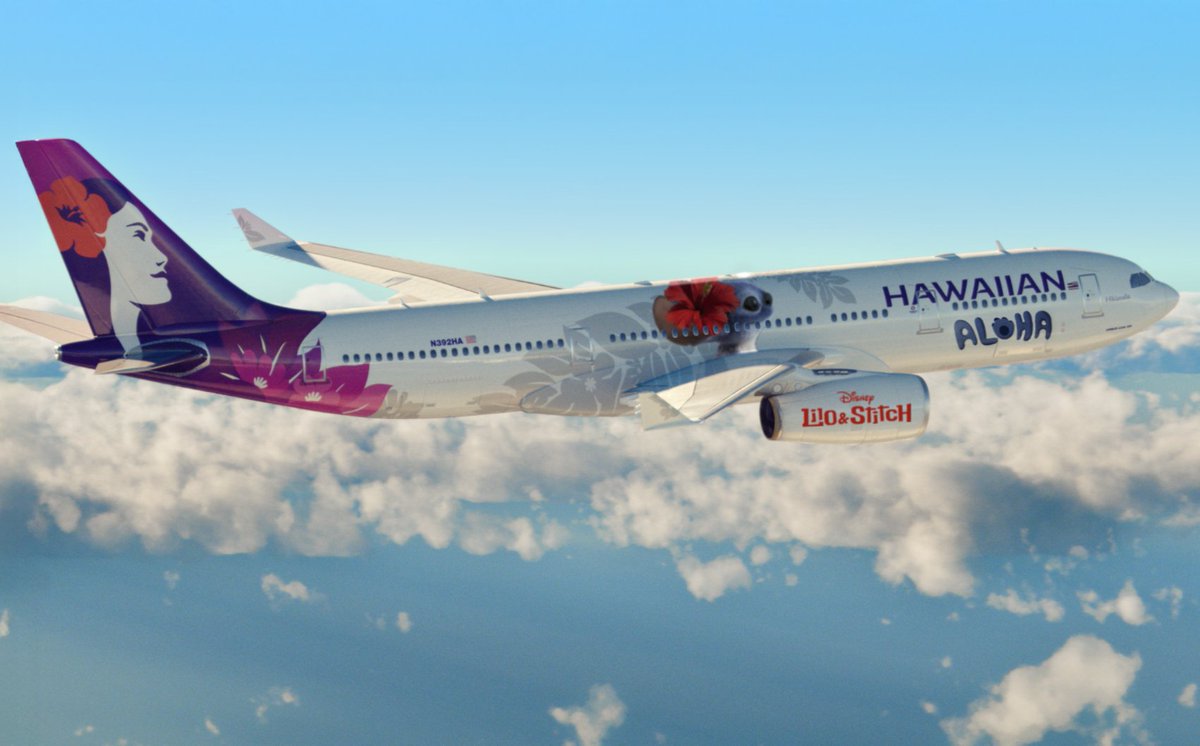 HawaiianAir's tweet image. 'Ohana means family. We are celebrating the upcoming live-action release of Disney’s Lilo & Stitch, landing in theaters May 23, with playful new looks in the skies.
@DisneyStudios Disney’s #LiloAndStitch
Learn more here: on.hwnair.com/4jCSF66