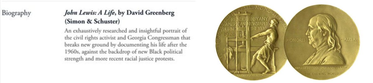 Very proud and humbled to have JOHN LEWIS: A LIFE chosen as a finalist for the Pulitzer Prize in Biography. It was a privilege to write the life of this remarkable man, and it's been a joy to watch so many appreciative readers draw sustenance and hope from his story.