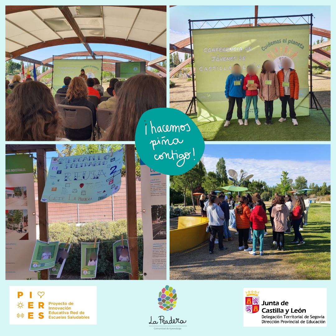 Hoy 7 de mayo las representantes  de 5° y 6° del CEIP " La Pradera ": Adriana, Lucía, Vera y Alba han acudido al PRAE de Valladolid para participar en la  Conferencia de Jóvenes de Castilla y León (CONFINT) "CUIDEMOS EL PLANETA"