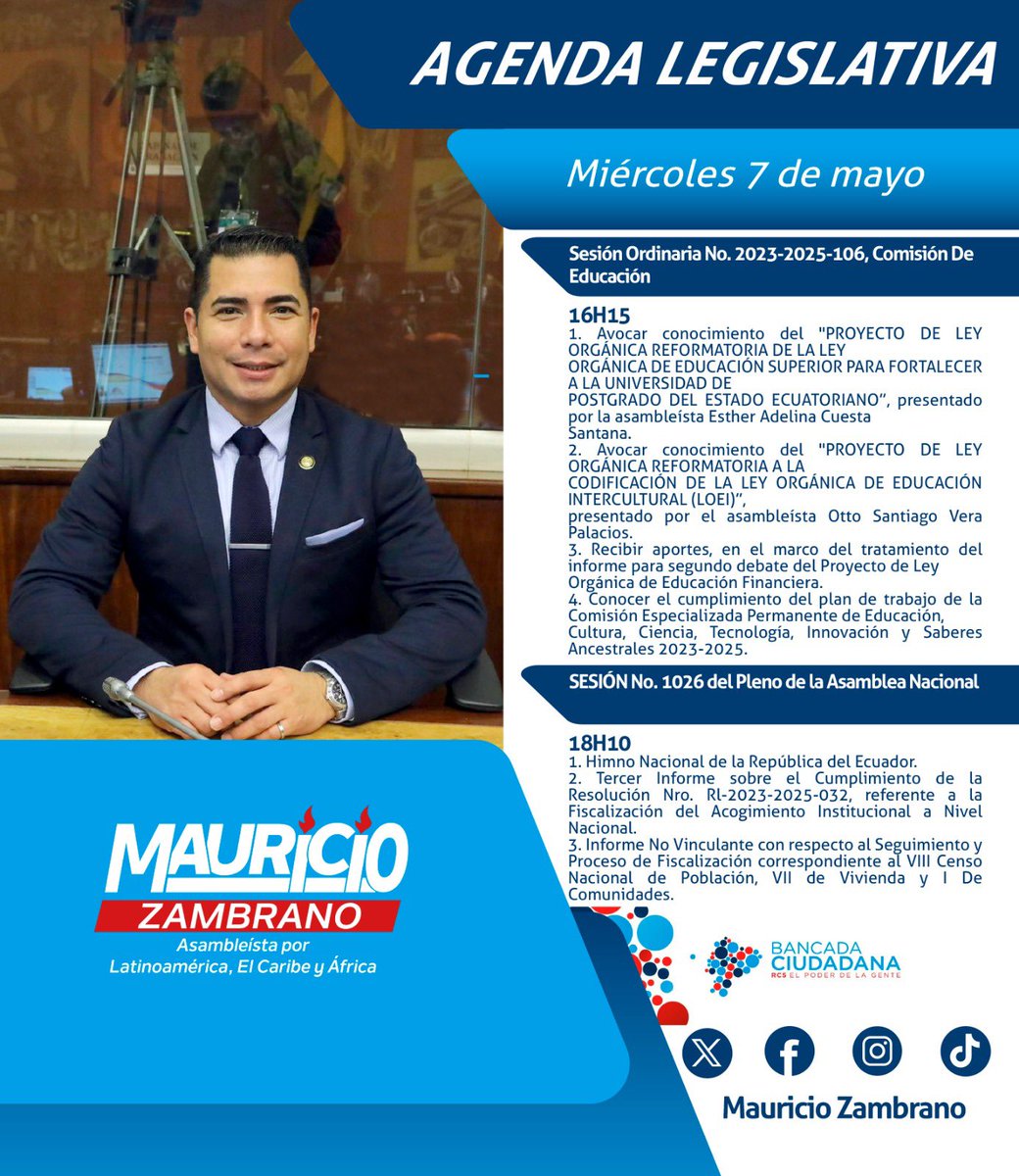 #AgendaLegislativa Miércoles 7 de mayo 🗓️