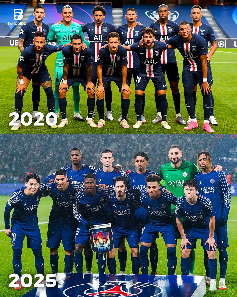_BeFootball's tweet photo. 5 ans après, le PSG est de retour en 𝗙𝗜𝗡𝗔𝗟𝗘 𝗗𝗘 𝗟𝗜𝗚𝗨𝗘 𝗗𝗘𝗦 𝗖𝗛𝗔𝗠𝗣𝗜𝗢𝗡𝗦. ❤️💙🤩

Marquinhos 🇧🇷 est l’unique rescapé parmi les titulaires. https://t.co/pCTiigs8qP