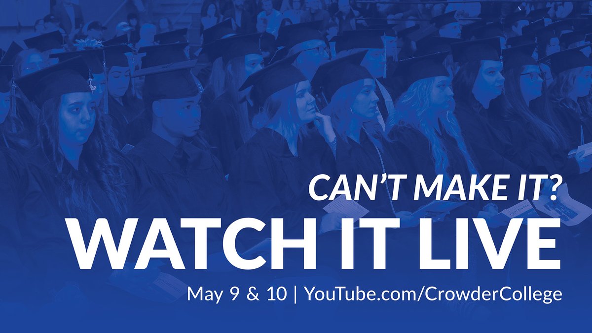 Watch our Spring 2025 commencement ceremonies live from the Crowder College YouTube channel. Link to watch: YouTube.com/CrowderCollege