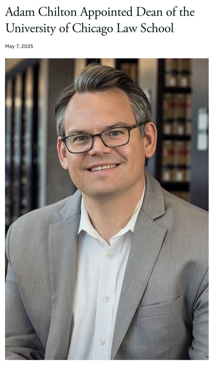 Absolutely thrilled to see my friend &amp; long-time collaborator Adam Chilton named as the next dean of the University of Chicago Law School  

Adam is an impressive &amp; thoughtful scholar and a great colleague, and Chicago is lucky to have him!