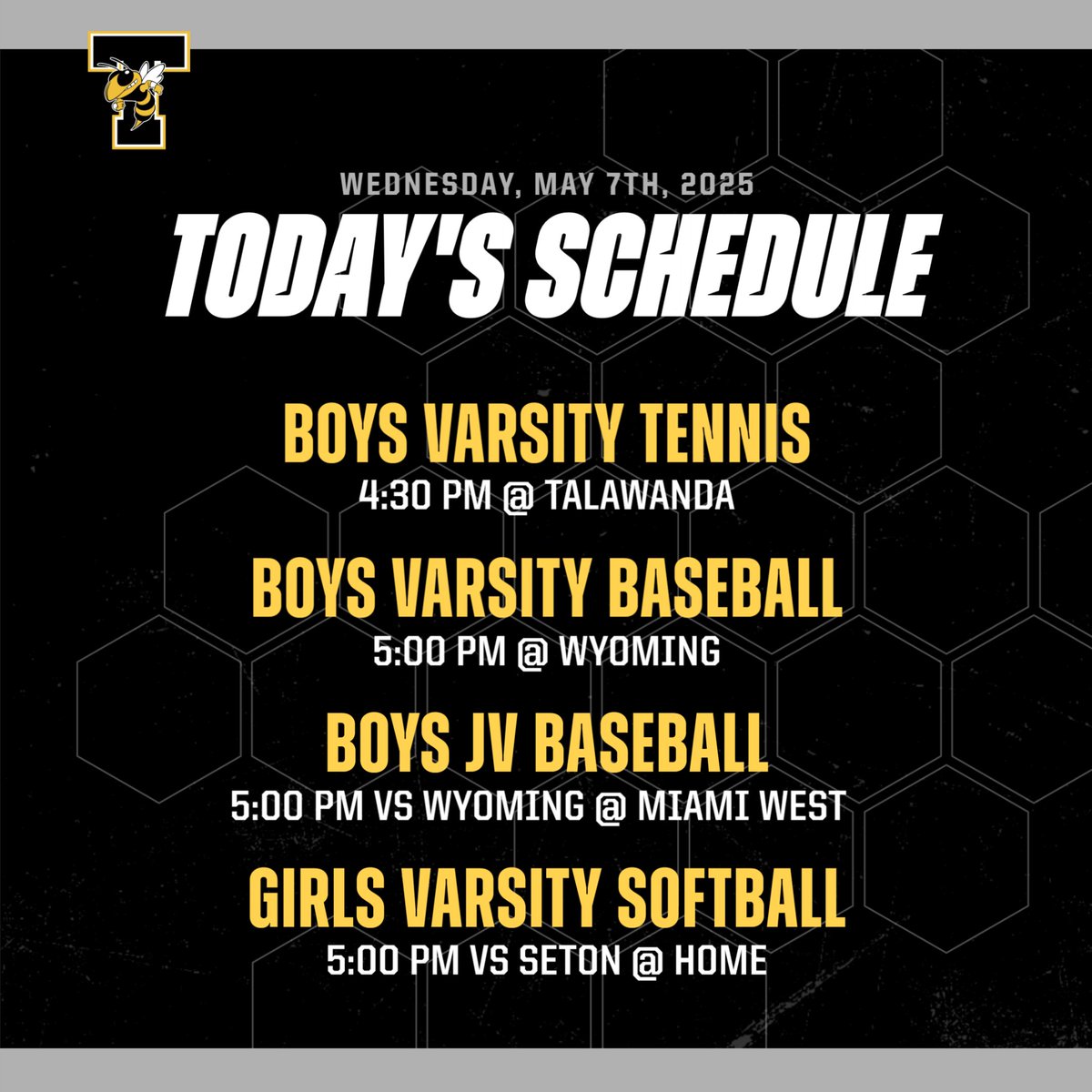 Today's Athletics Schedule