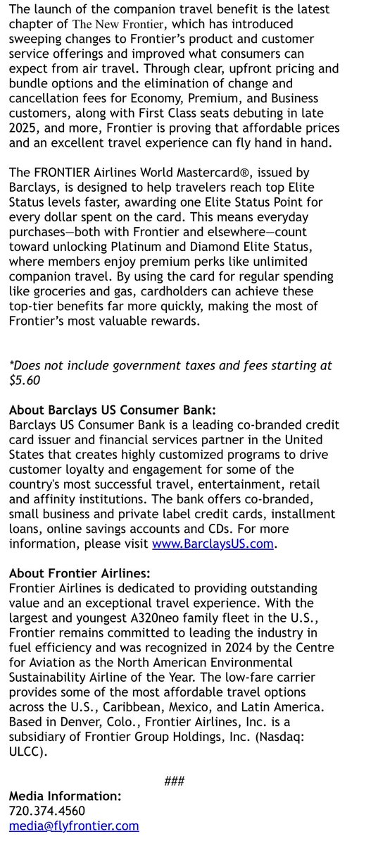 BREAKING at #CardCon2025:
Attendees just got the first look at <a href="/FlyFrontier/">Frontier Airlines</a>’s new benefit — unlimited companion travel for Elite Platinum &amp; Diamond members!

#CardCon #CardCon2025