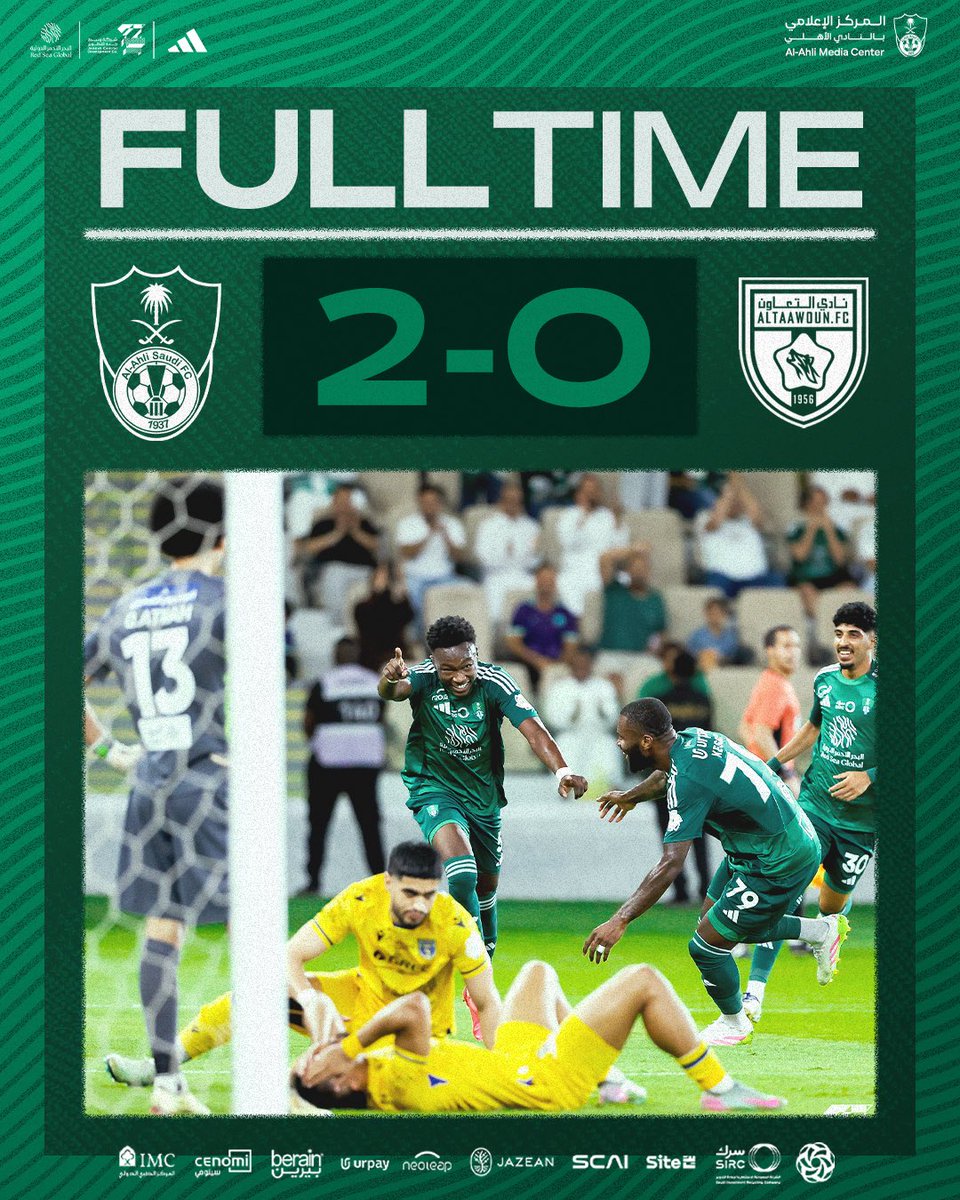 🔚
Al-Ahli 2️⃣ : 0️⃣ Al-Taawoun

👏

#الأهلي_التعاون 
#RoshnSaudiLeague