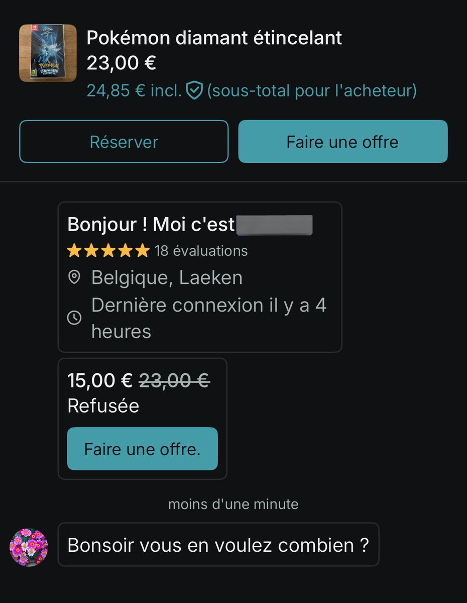 J’sais pas, le prix que j’ai indiqué à tout hasard