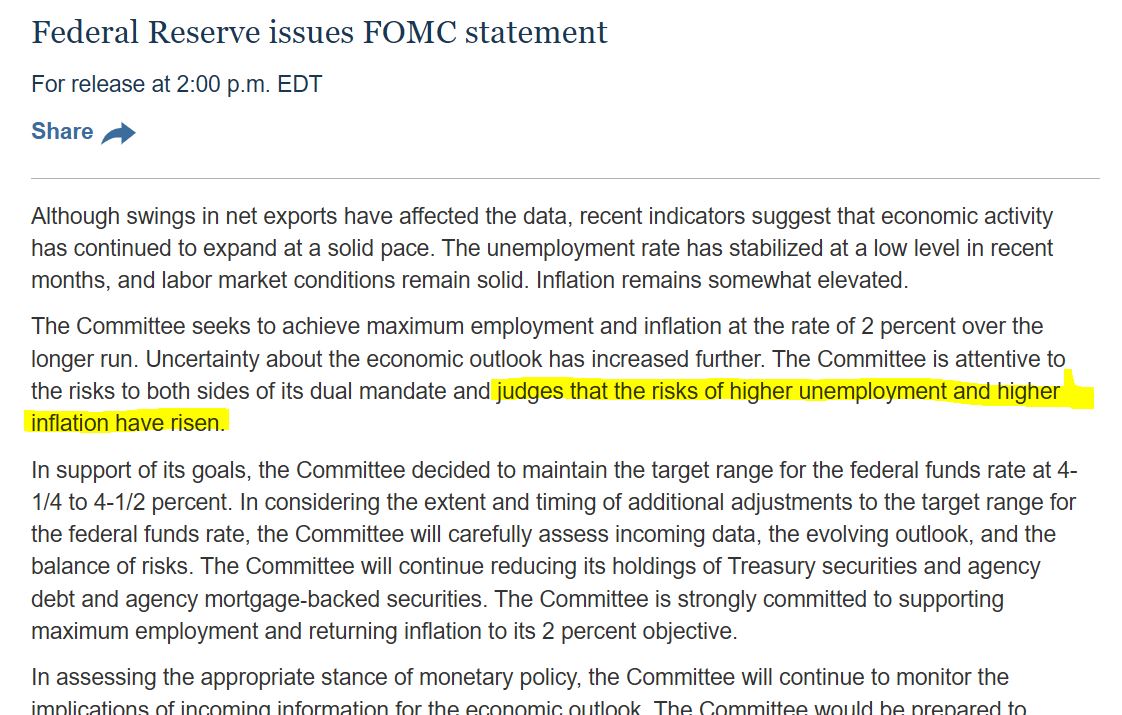 Michelle Fleury (@bizfleury) on Twitter photo The #FederalReserve left its key interest rate unchanged as it worries about the increased risk of staglfation. 
Waiting to see what more Jerome Powell says about this during his press conference. The #FederalReserve left its key interest rate unchanged as it worries about the increased risk of staglfation. 
Waiting to see what more Jerome Powell says about this during his press conference.