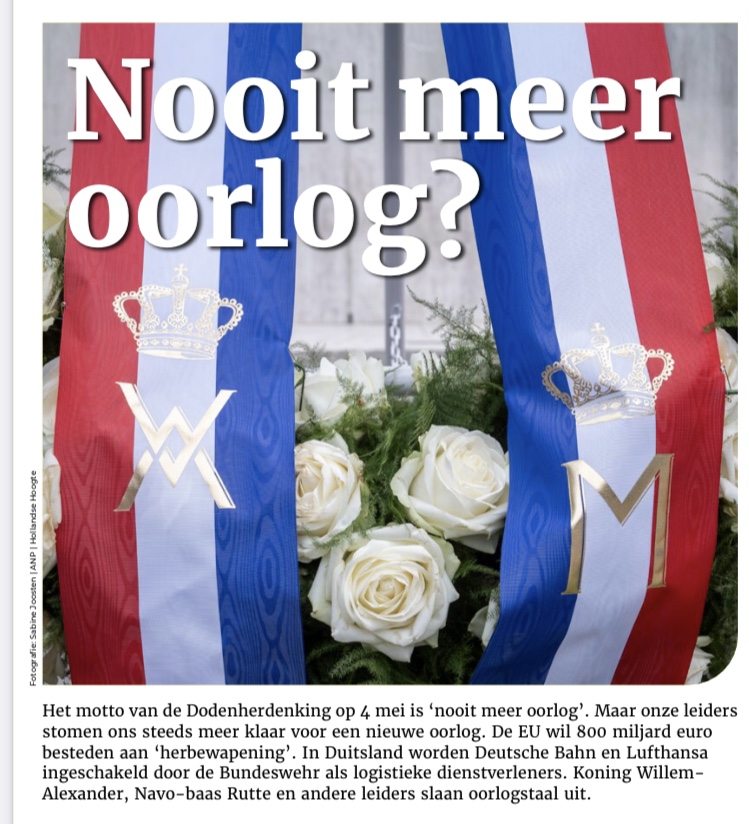 Nooit meer oorlog? Voeg dan ook daad bij woord.💪🏼💪🏽