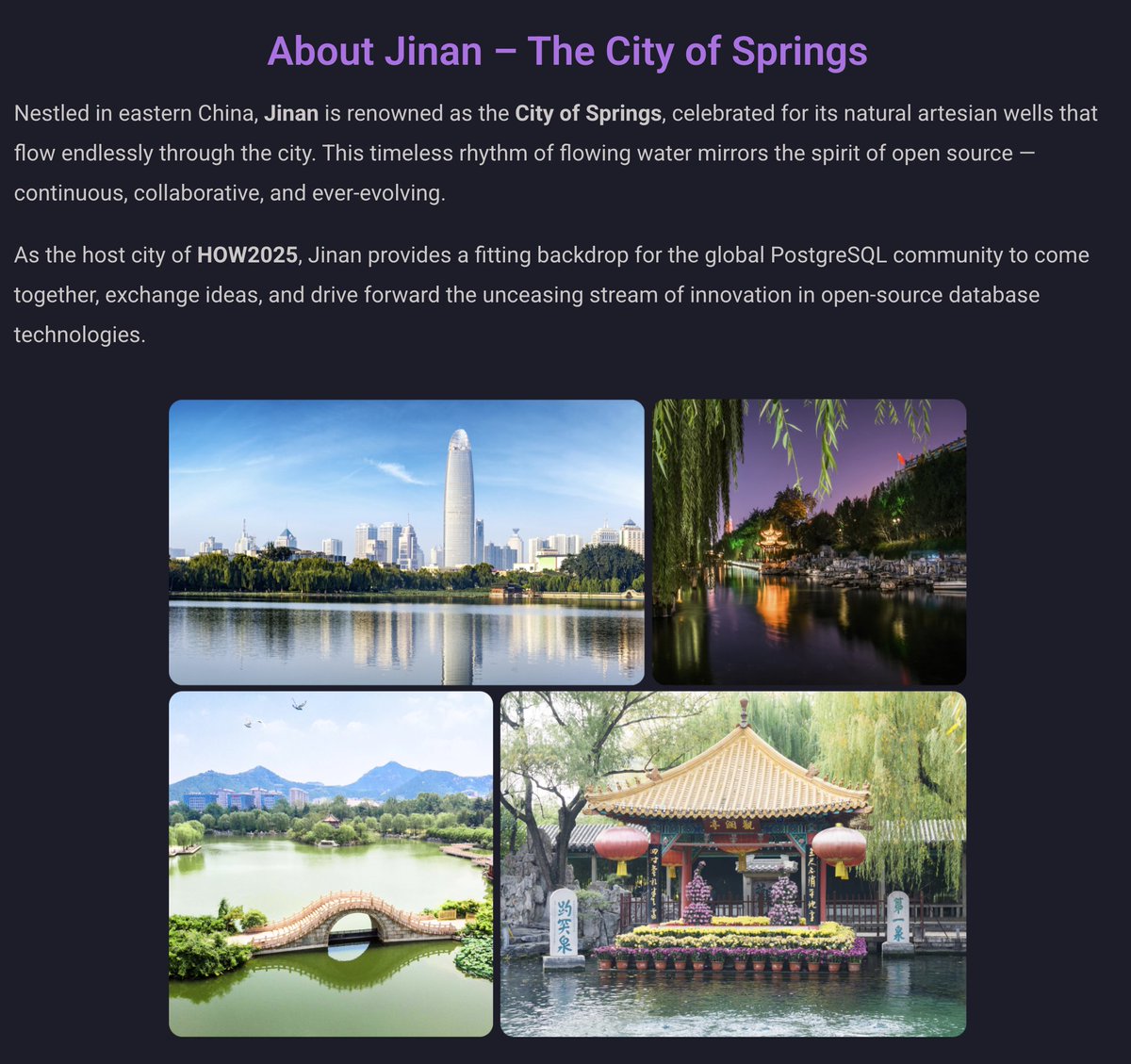IvorySql's tweet image. Join us for #HOW2025 in Jinan, China's "City of Springs"! 🌊 Historic Nanjiao Hotel venue at Qianfoshan, 30-day visa-free for many, and just a train ride from #Beijing!
Details: ivorysql.io/venue/
#PostgreSQL #OpenSource #IvorySQL
