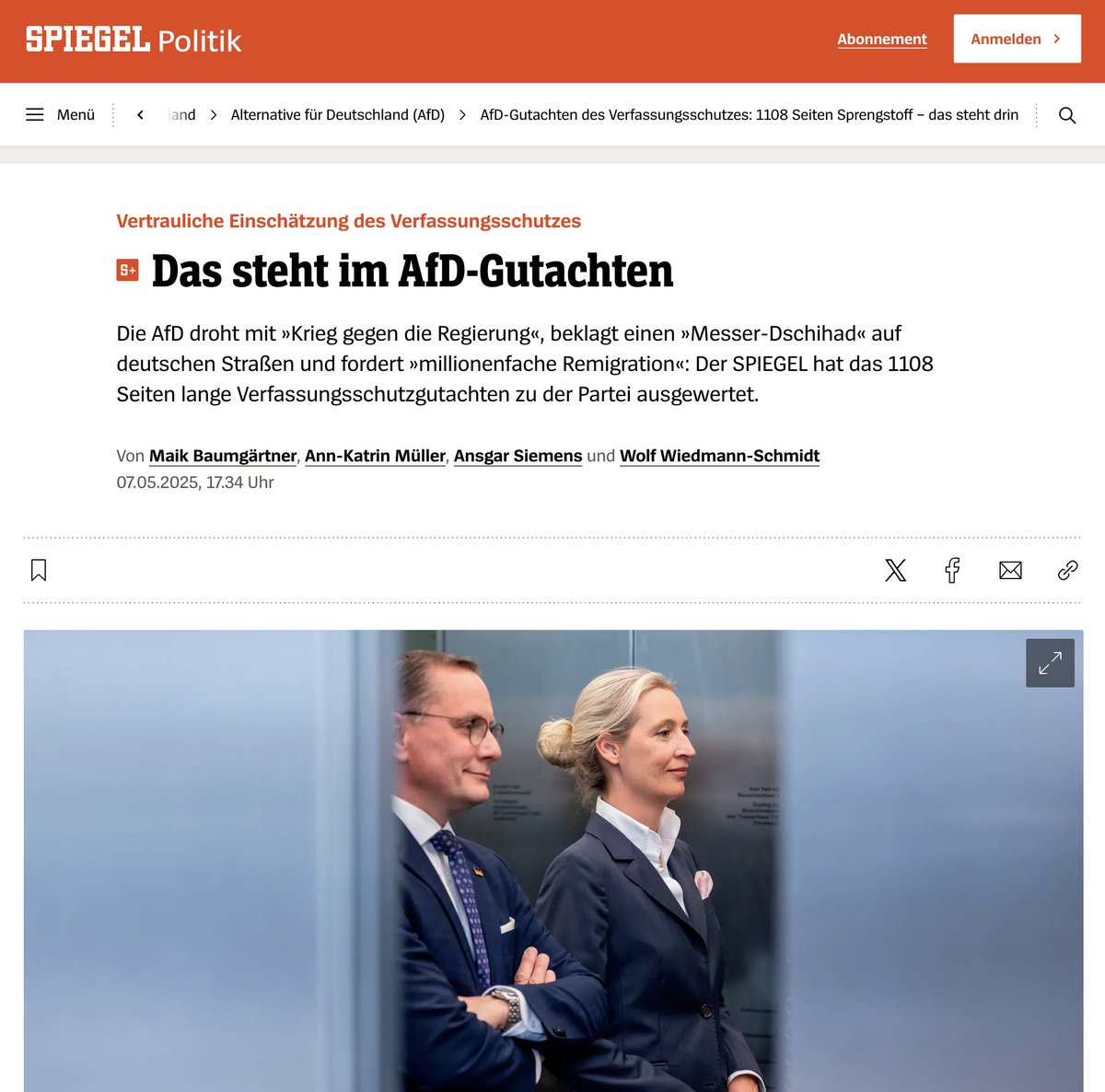 aya_velazquez's tweet photo. Nun ist es offiziell: Das Bundesamt für Verfassungsschutz hat einen als geheim eingestuften Bericht an den Spiegel herausgegeben. Das heißt, Mitarbeiter des Verfassungsschutzes oder Innenministeriums haben das Dienstgeheimnis verletzt. 

Das Verletzen von Dienstgeheimnissen ist in Deutschland nach § 353b StGB strafbar und kann mit einer Freiheitsstrafe von bis zu drei Jahren oder einer Geldstrafe geahndet werden. 

@MathiasBrodkorb, ein ehemaliger SPD-Minister, der ein sehr lesenswertes Buch über den Verfassungsschutz geschrieben hat, kommentierte den Vorgang treffend:

"So, nun ist das auch geklärt. Im Verfassungsschutz oder im Bundesinnenministerium arbeiten Kriminelle. Das AfD-Gutachten ist als „geheim“ eingestuft. Es weiterzugeben ist eine Straftat namens "Geheimnisverrat“. Es ist zum Piepen: die Behörde, die die AfD der Verfassungsfeindlichkeit überführen will, beherbergt mutmaßlich selbst Straftäter. Abschaffen, den Laden!" https://t.co/jIkGewjZc8

Ich schließe mich Herrn Brodkorbs Forderung an und erneuere meine Forderung an den @derspiegel, das ihm vorliegende VS-Gutachten umgehend und vollumfänglich der Öffentlichkeit zur Verfügung zu stellen. Wenn der Spiegel noch über einen Restfunken journalistischer Ehre verfügen würde, täte er das von selbst. 

Spiegel-Artikel als Archive-Version:
https://t.co/mGP1baxsz0