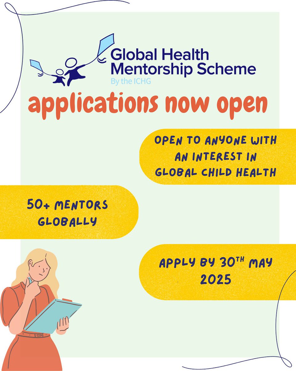 📢 Applications are now open for our 2025 Mentorship Scheme!

Are you working or interested in global health and looking for career guidance, support and inspiration? 

1 year programme

Open to all ICHG members

Apply now: forms.gle/VDx1TiRTTWLfzu…

Deadline: 30th May 25