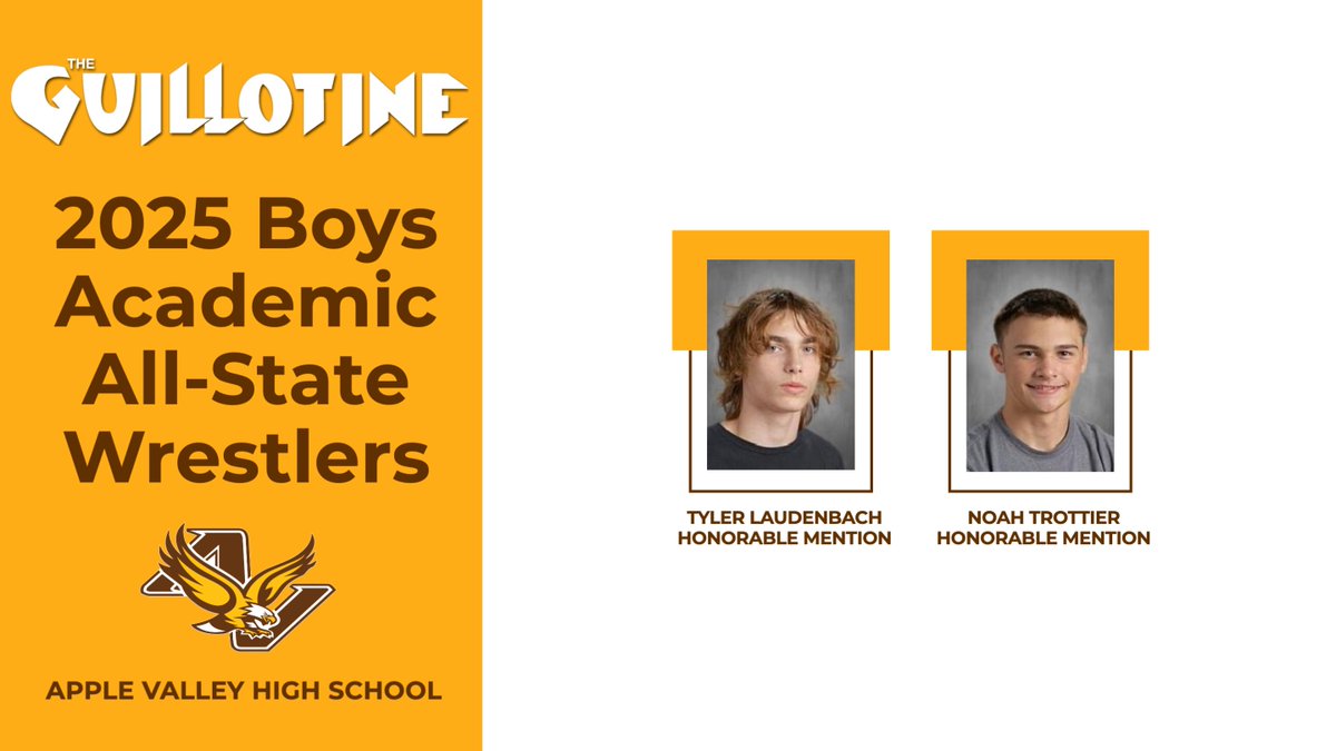 Congratulations to the 2 Apple Valley wrestlers who were recognized as Academic All-State honorees for 2024-25 season! 🦅 📚 theguillotine.com/2025/05/mwca-t…