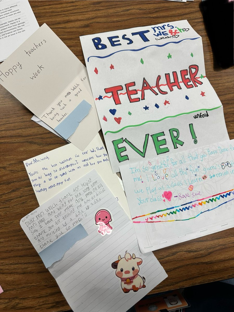 Feeling so loved today! Came in this morning to the sweetest notes from students! 🥰