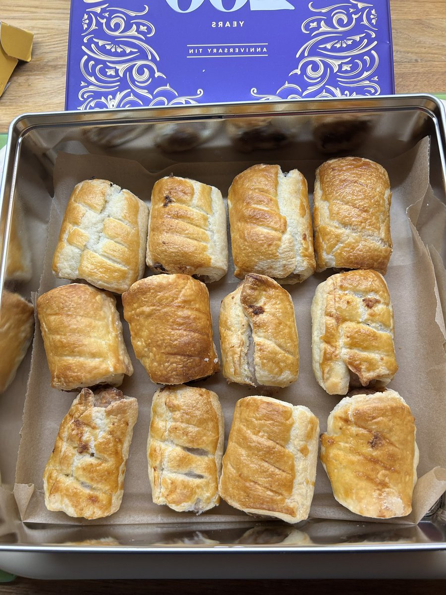 Homemade Sausage Rolls … 👌Pork, Pork &amp; Apple &amp; Cumberland Sausage, meat all locally sourced from W Lindsay’s Butchers of Cockermouth ….for the Fun Factory office VE Day ‘Street Party’ themed buffet  luncheon! 
Come on then, let’s see yours <a href="/Mike_Zeller1/">Mike Zeller</a> !!
