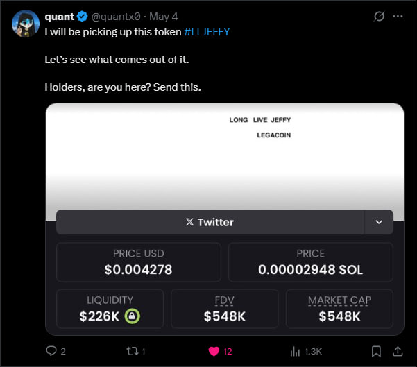 tradeonFinder's tweet photo. By following the free Twitter, could you have earned enough for a private group?

A few days ago, one of our degens spotted an interesting coin - #LLJEFFY. He called it in the private group, then made a post on X. At that time, the coin was valued around $550k–$600k.

Then the hype began - which I'm sure you all heard about - involving #ZEREBRO and #LLJEFFY. From there, the token surged from $550k to an ATH of $23 million - roughly a 40x. That could’ve paid for several months of group access in advance.

The key is timing - being in the right place at the right time.

Link to the post: https://t.co/yRBPnxgGAm