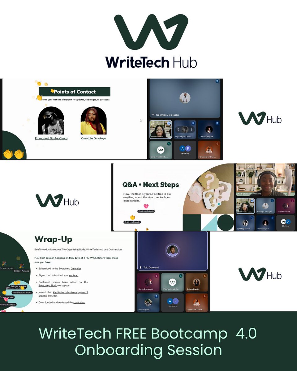 WriteTechHub's tweet image. What an amazing kickoff to our FREE Bootcamp (Cohort 4)!
Energy was high as participants & facilitators showed up ready to dive in.
Excited for weeks of value-packed learning & empowerment ahead!
Tag anyone you spot👇
#WriteTechHub #WTHBootcamp #TechnicalWriting #Empowering