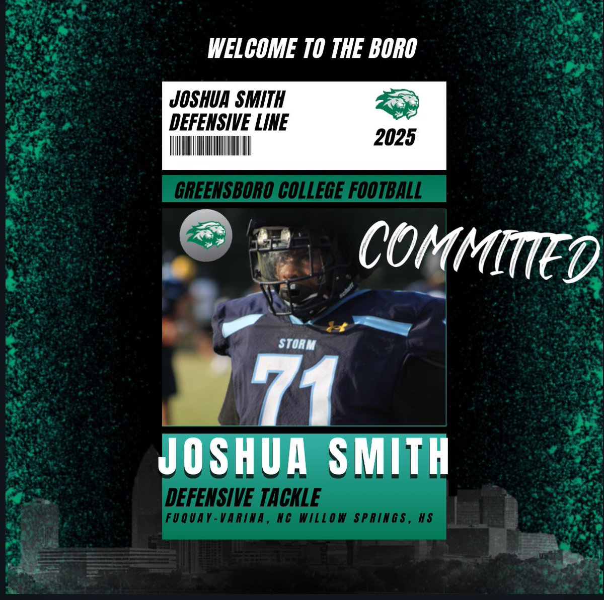 Joshua Smith (New Account) (@joshuasmith71) on Twitter photo With all that being said, I'm blessed to announce that I will be committing to Greensboro College. <a href="/CoachJBurt/">Coach Burton</a> <a href="/GCCoachTy/">Coach Ty</a> <a href="/GC_Pride_Fball/">Greensboro College Football</a> <a href="/JuwarrenByrd/">Coach Byrd</a> <a href="/CoachTorain_16/">Maurice Torain</a> <a href="/Coach_DSmith28/">Dontavius Smith</a> <a href="/coach_card/">Tyler Card</a> <a href="/919recruits/">919recruits</a> <a href="/nchssportspage/">NC HIGHSCHOOL SPORTS PAGE</a> @NickStevensHSOT <a href="/HighSchoolOT/">HighSchoolOT</a> With all that being said, I'm blessed to announce that I will be committing to Greensboro College. <a href="/CoachJBurt/">Coach Burton</a> <a href="/GCCoachTy/">Coach Ty</a> <a href="/GC_Pride_Fball/">Greensboro College Football</a> <a href="/JuwarrenByrd/">Coach Byrd</a> <a href="/CoachTorain_16/">Maurice Torain</a> <a href="/Coach_DSmith28/">Dontavius Smith</a> <a href="/coach_card/">Tyler Card</a> <a href="/919recruits/">919recruits</a> <a href="/nchssportspage/">NC HIGHSCHOOL SPORTS PAGE</a> @NickStevensHSOT <a href="/HighSchoolOT/">HighSchoolOT</a>