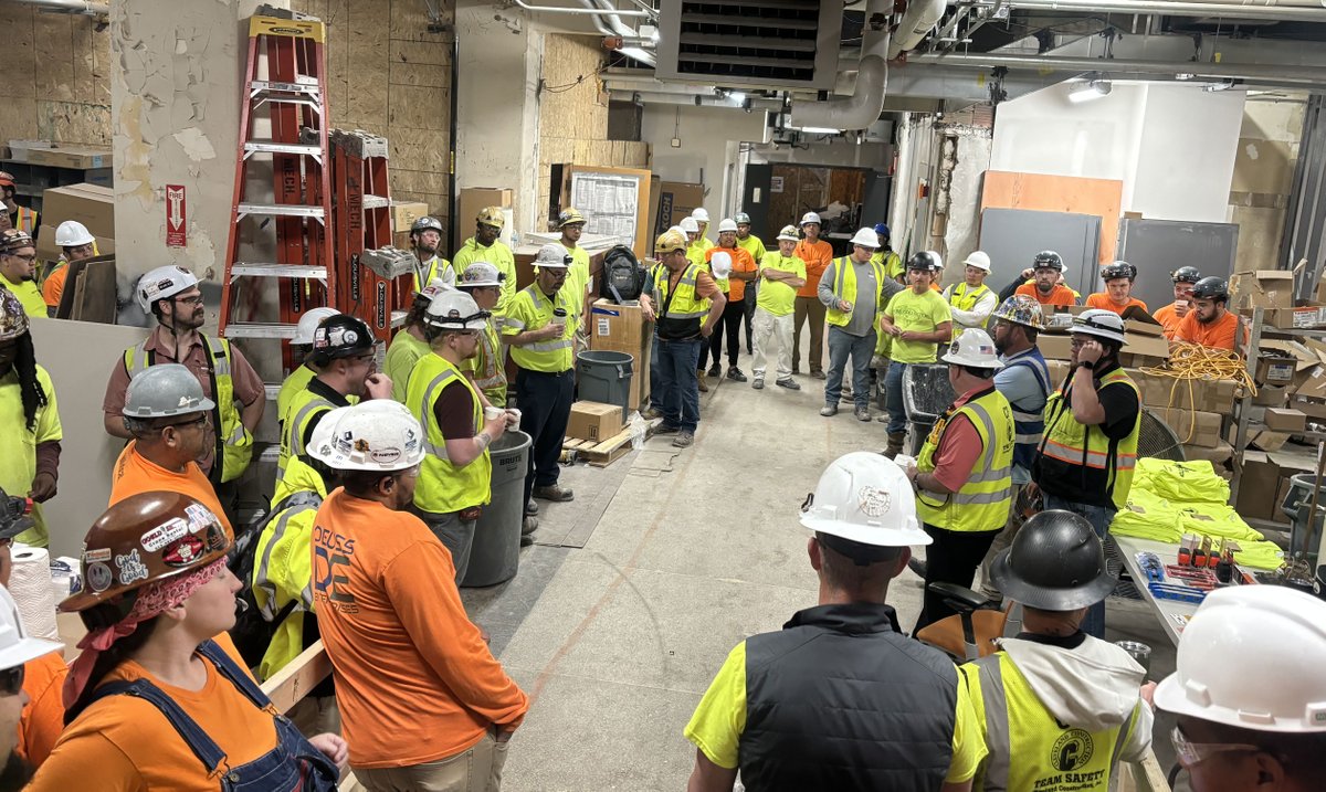 CCI_Contractors's tweet photo. The Sky Central Apartment project team in #Cincinnati held a safety standdown for #ConstructionSafetyWeek. As we enter the final phase of this #historic #adaptivereuse project, our crews are reaffirming their commitment to finishing the job safely. #SkyCentral @SafetyWeek_2025 https://t.co/WQT4iIqCvU
