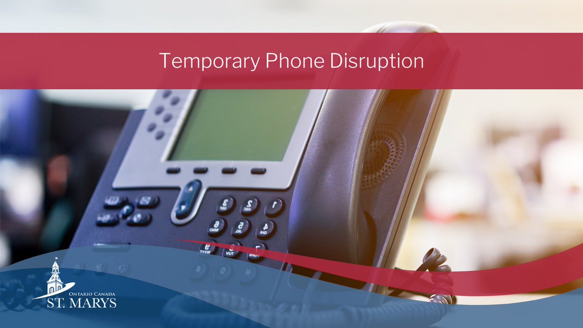 SERVICE DISRUPTION 🚫
Please note that the phone lines at all town facilities are currently out of service. We are actively working to resolve the issue. 📞
For general inquiries, please email us at communications@town.stmarys.on.ca.
Thank you for your patience.